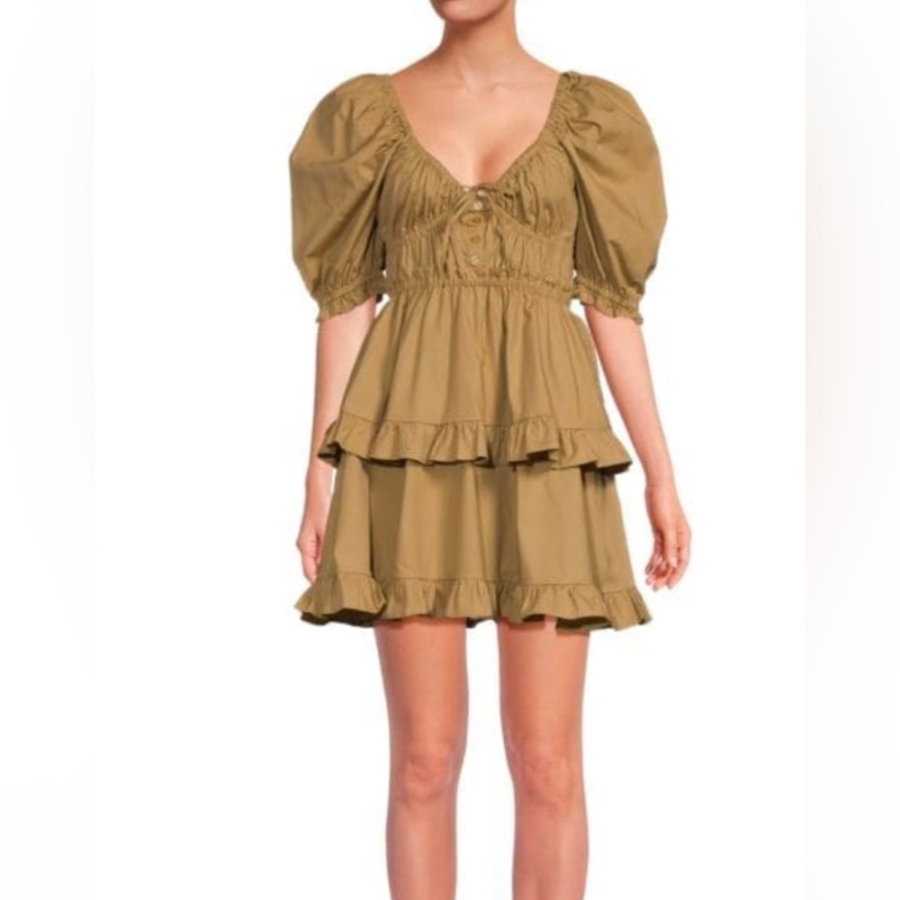 WeWoreWhat Tan Ruffle Dress